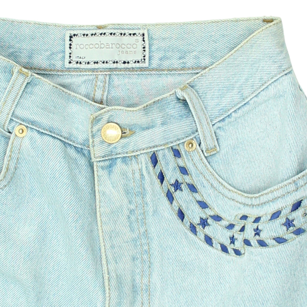 Roccobarocco Womens Blue High Waisted Tapered Jeans | Vintage Designer Denim VTG | Vintage Messina Hembry | Thrift | Second-Hand Messina Hembry | Used Clothing | Messina Hembry 