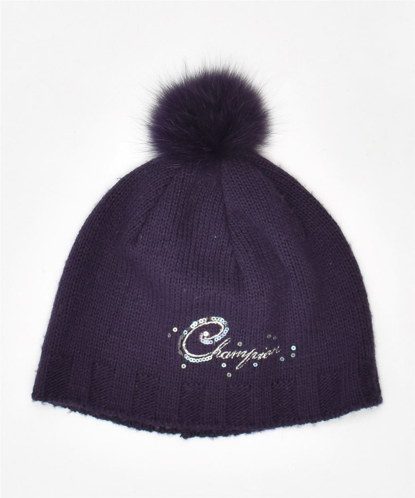 CHAMPION Womens Bobble Hat One Size Purple Acrylic | Vintage | Thrift | Second-Hand | Used Clothing | Messina Hembry 