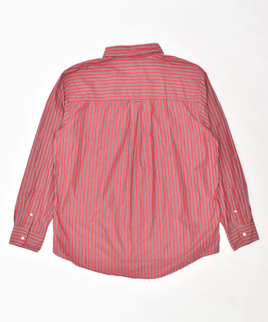 CHAPS Mens Easy Care Shirt Large Red Striped Cotton | Vintage | Thrift | Second-Hand | Used Clothing | Messina Hembry 