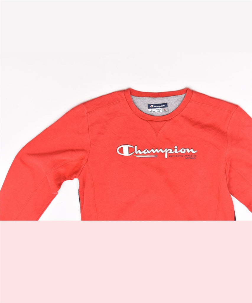 CHAMPION Girls Graphic Sweatshirt Jumper 11-12 Years Large Red Cotton | Vintage | Thrift | Second-Hand | Used Clothing | Messina Hembry 