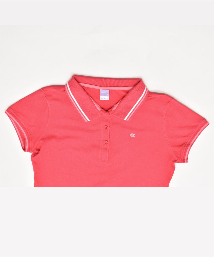 CHAMPION Womens Heritage Fit Polo Shirt UK 12 Medium Pink | Vintage | Thrift | Second-Hand | Used Clothing | Messina Hembry 