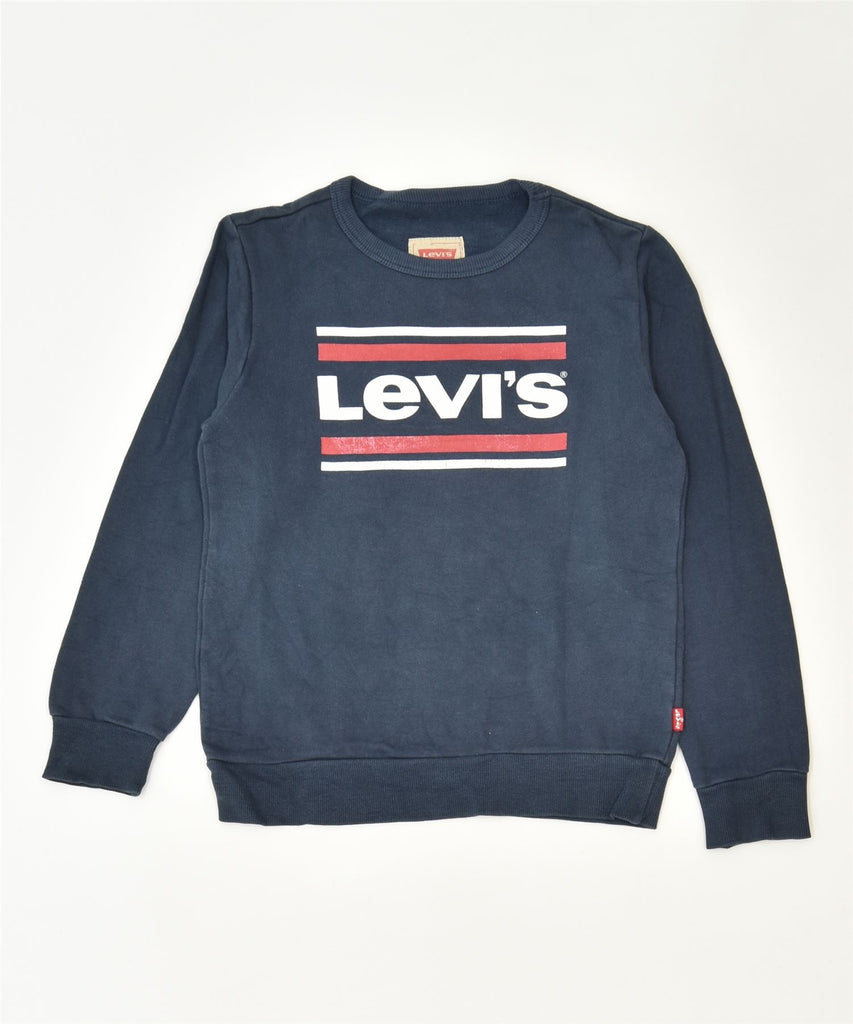 LEVI'S Boys Graphic Sweatshirt Jumper 9-10 Years Navy Blue Classic | Vintage | Thrift | Second-Hand | Used Clothing | Messina Hembry 