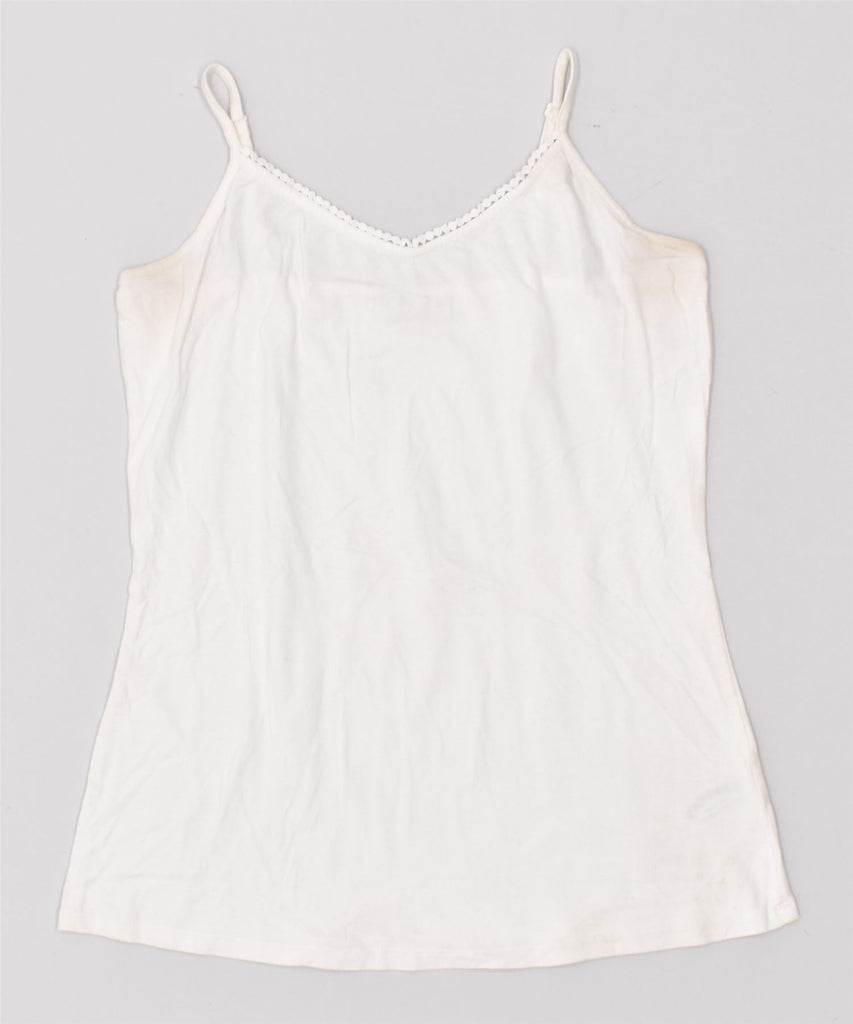 FAT FACE Womens Cami Top UK 10 Small White Cotton | Vintage | Thrift | Second-Hand | Used Clothing | Messina Hembry 