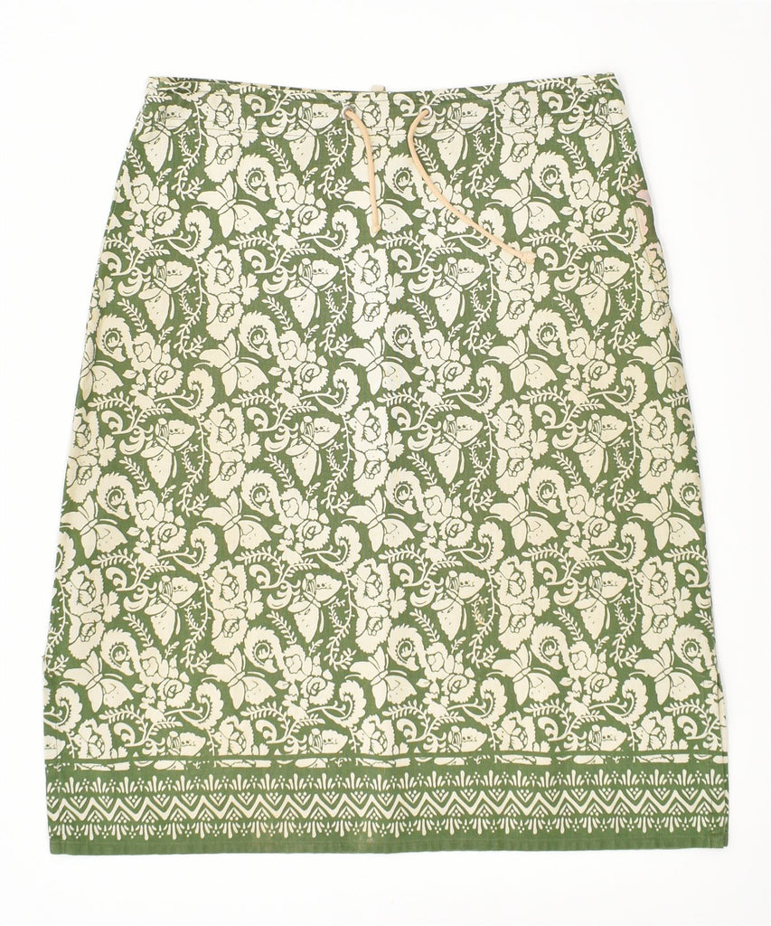 MURPHY & NYE Womens A-Line Skirt W30 Medium Khaki Floral Cotton | Vintage | Thrift | Second-Hand | Used Clothing | Messina Hembry 