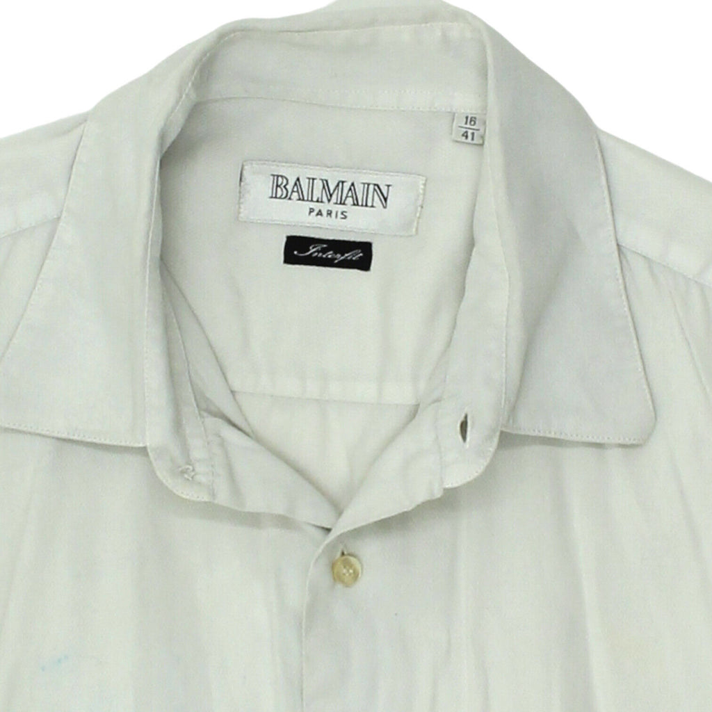 Pierre Balmain Mens White Button Up Shirt | Vintage High End Luxury Designer VTG | Vintage Messina Hembry | Thrift | Second-Hand Messina Hembry | Used Clothing | Messina Hembry 