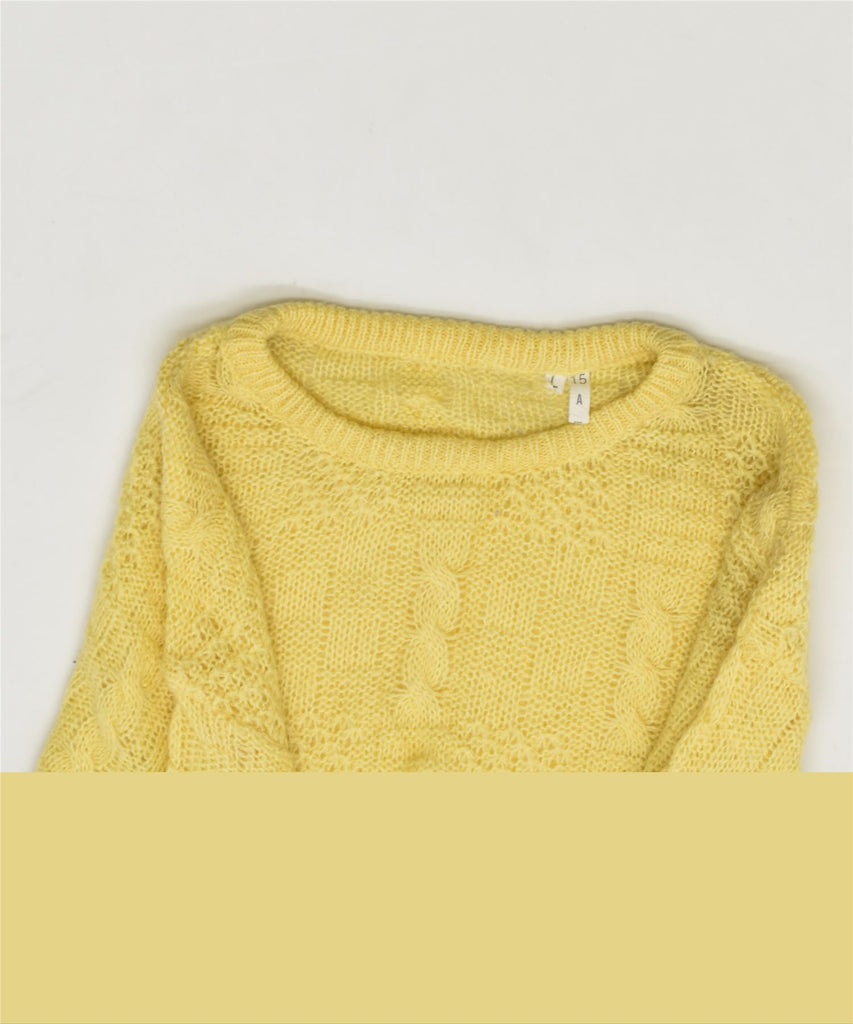 VINTAGE Womens Crew Neck Jumper Sweater UK 14 Large Yellow Acrylic | Vintage | Thrift | Second-Hand | Used Clothing | Messina Hembry 