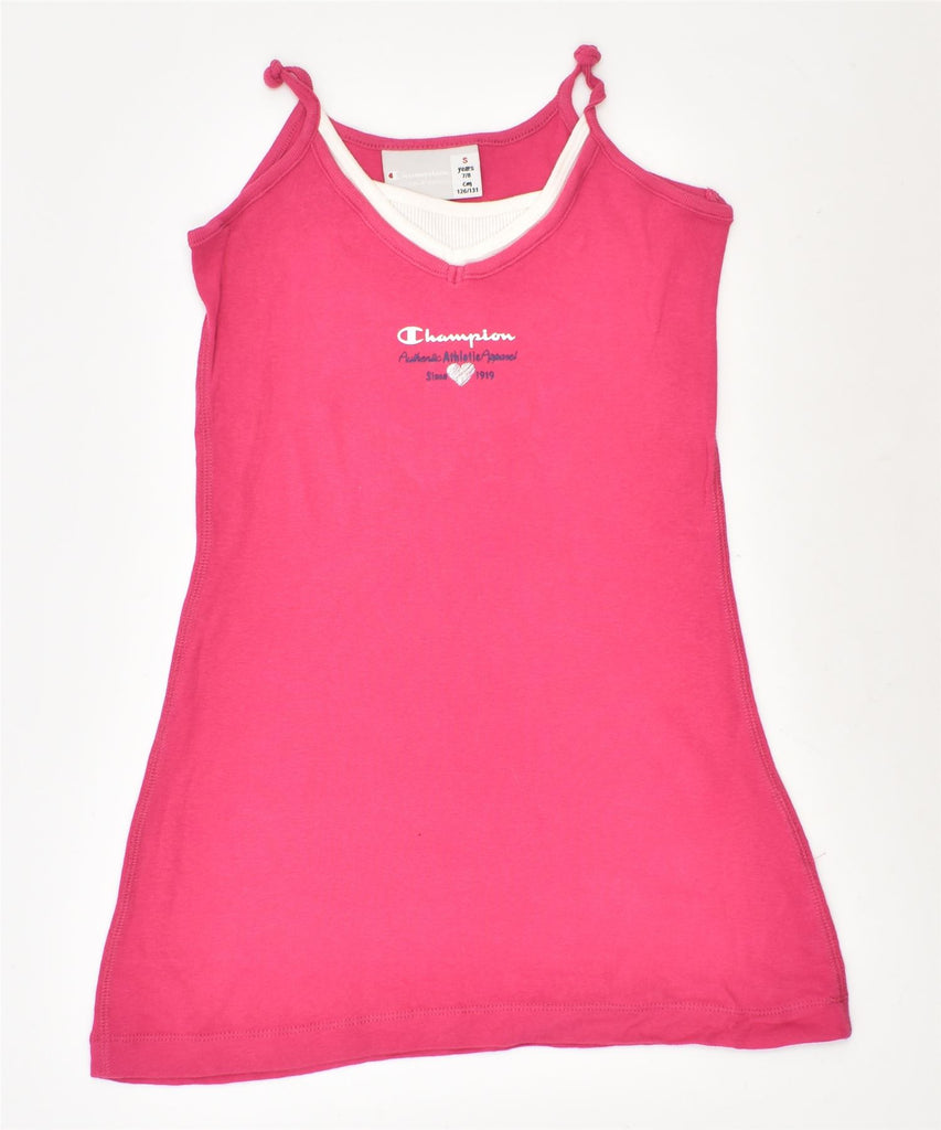 CHAMPION Girls Cami Top 7-8 Years Small Pink | Vintage | Thrift | Second-Hand | Used Clothing | Messina Hembry 