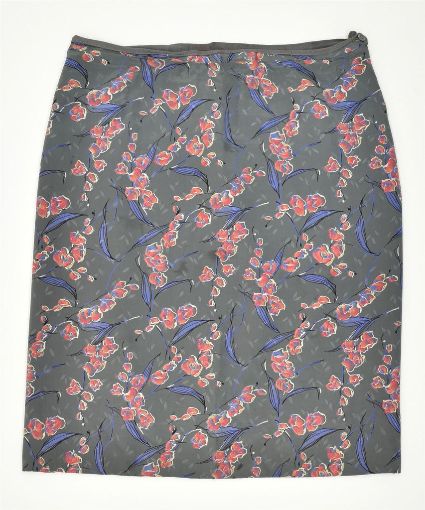 VINTAGE Womens Straight Skirt W34 XL Grey Floral | Vintage | Thrift | Second-Hand | Used Clothing | Messina Hembry 