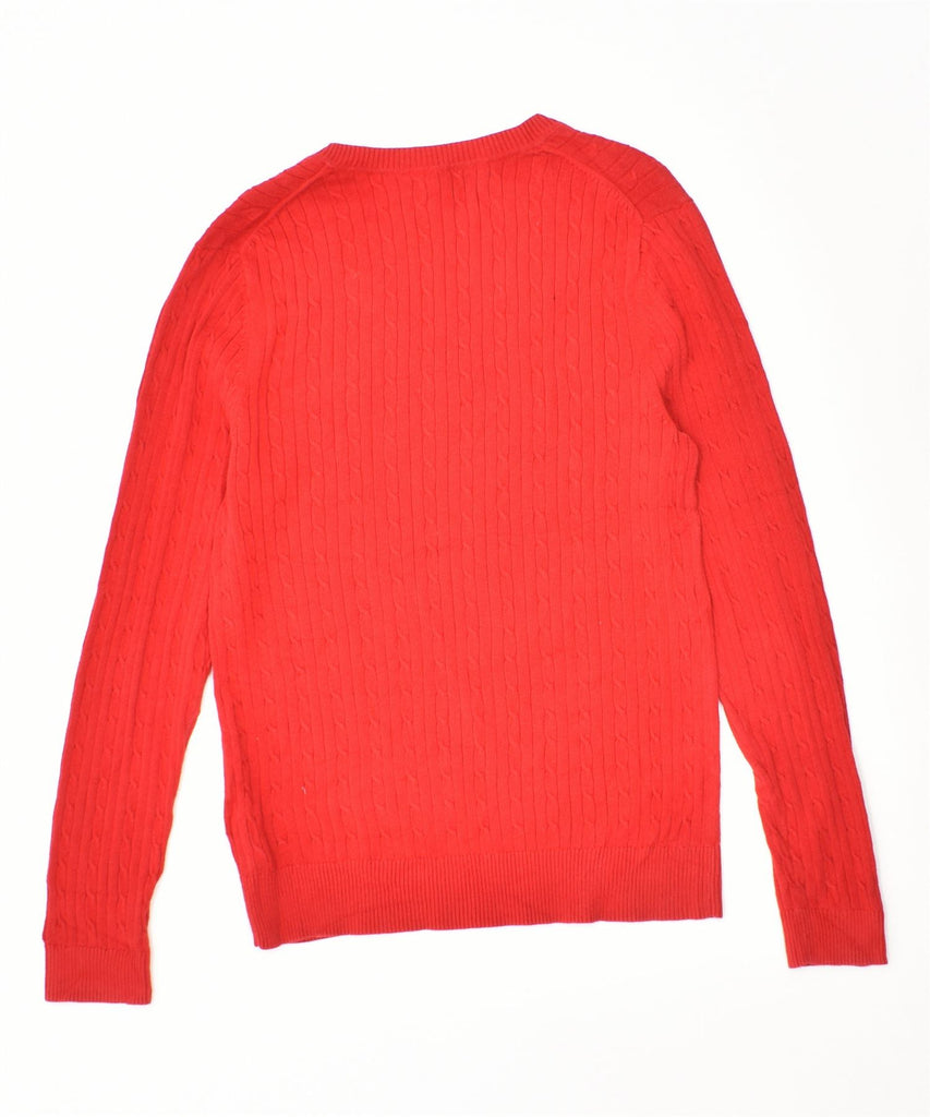 TOMMY HILFIGER Womens V-Neck Jumper Sweater UK 18 XL Red Cotton | Vintage | Thrift | Second-Hand | Used Clothing | Messina Hembry 