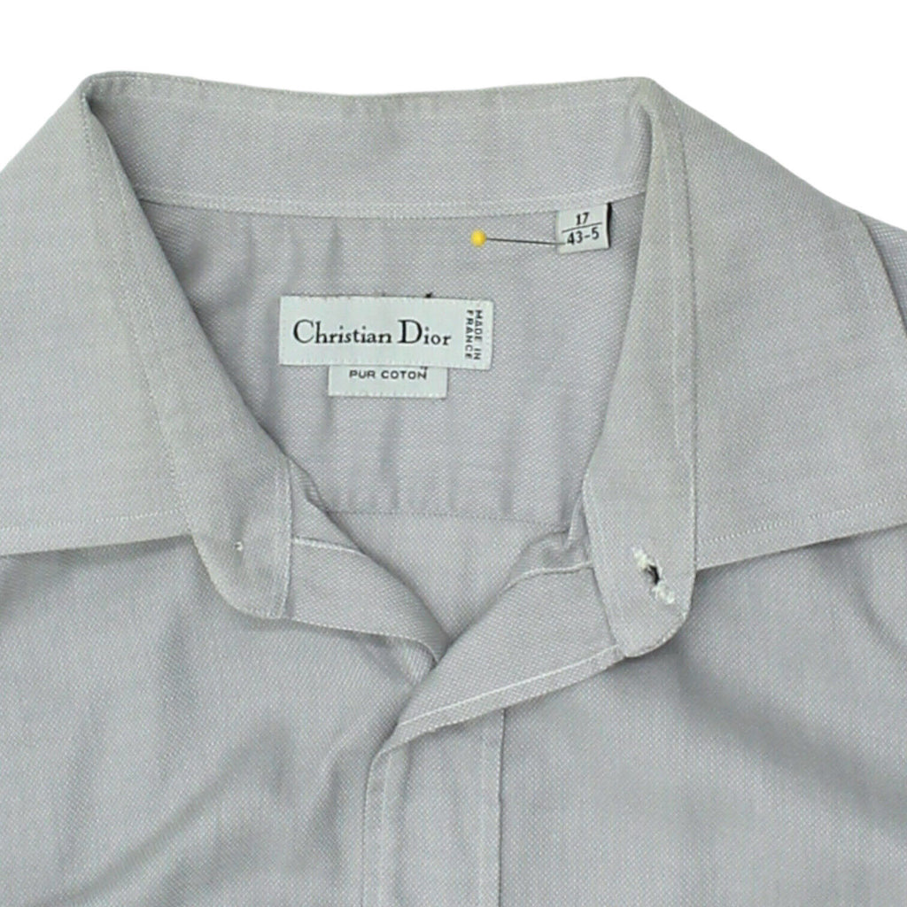Christian Dior Mens Grey Cotton Button Up Shirt | Vintage High End Designer VTG | Vintage Messina Hembry | Thrift | Second-Hand Messina Hembry | Used Clothing | Messina Hembry 