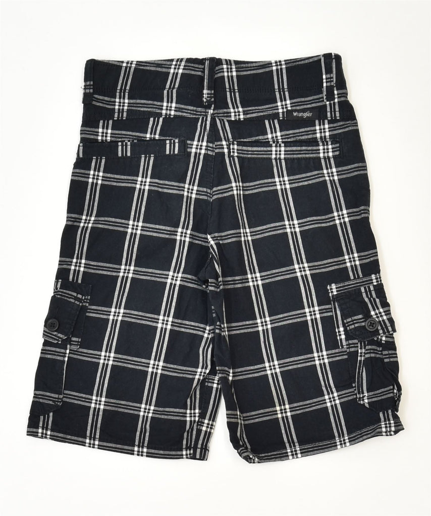 WRANGLER Boys Cargo Shorts 9-10 Years W25 Black Check Cotton Classic | Vintage | Thrift | Second-Hand | Used Clothing | Messina Hembry 