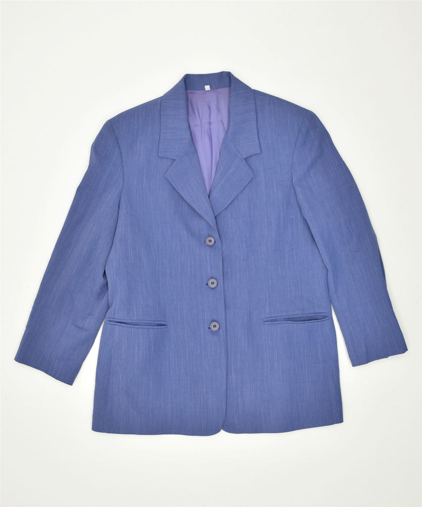 VINTAGE Womens 3 Button Blazer Jacket IT 48 XL Blue Polyester | Vintage | Thrift | Second-Hand | Used Clothing | Messina Hembry 