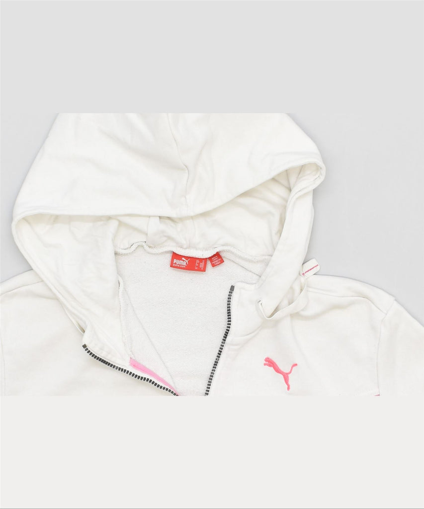 PUMA Womens Zip Hoodie Sweater UK 14 Medium Off White Cotton | Vintage | Thrift | Second-Hand | Used Clothing | Messina Hembry 