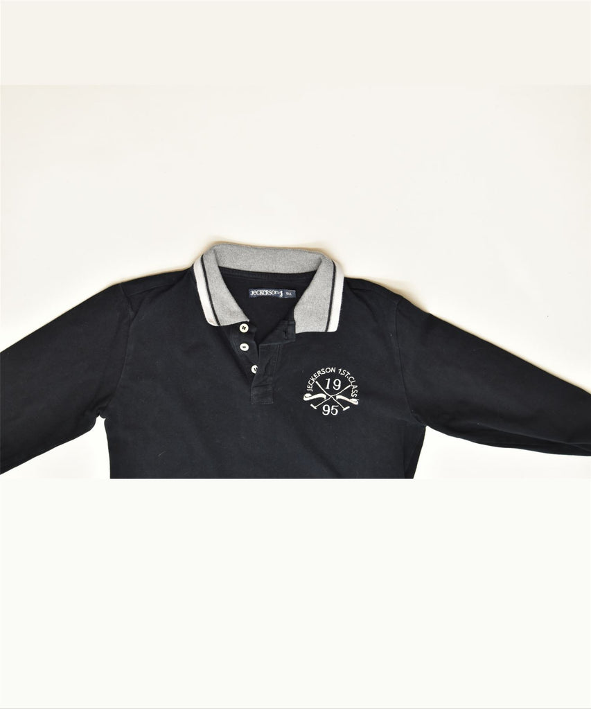 JECKERSON Boys Long Sleeve Polo Shirt 9-10 Years Black Cotton Classic | Vintage | Thrift | Second-Hand | Used Clothing | Messina Hembry 