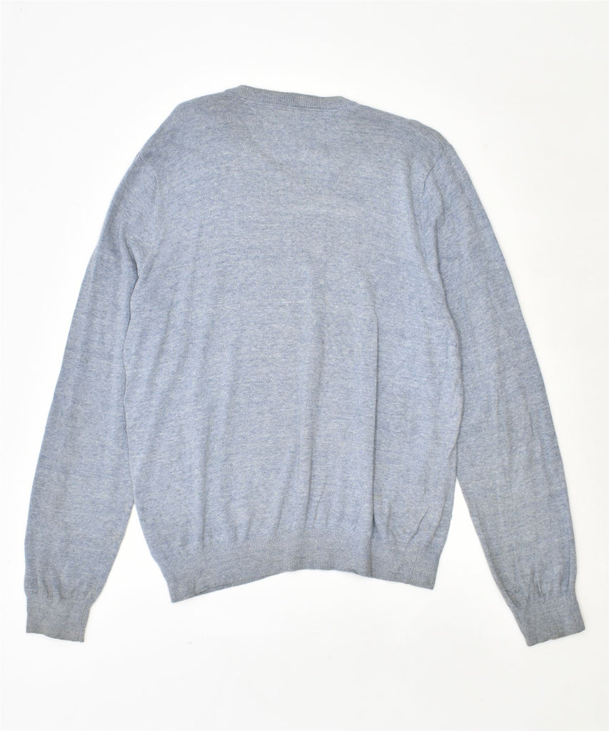 TOMMY HILFIGER Mens V-Neck Jumper Sweater Large Grey Cotton | Vintage | Thrift | Second-Hand | Used Clothing | Messina Hembry 