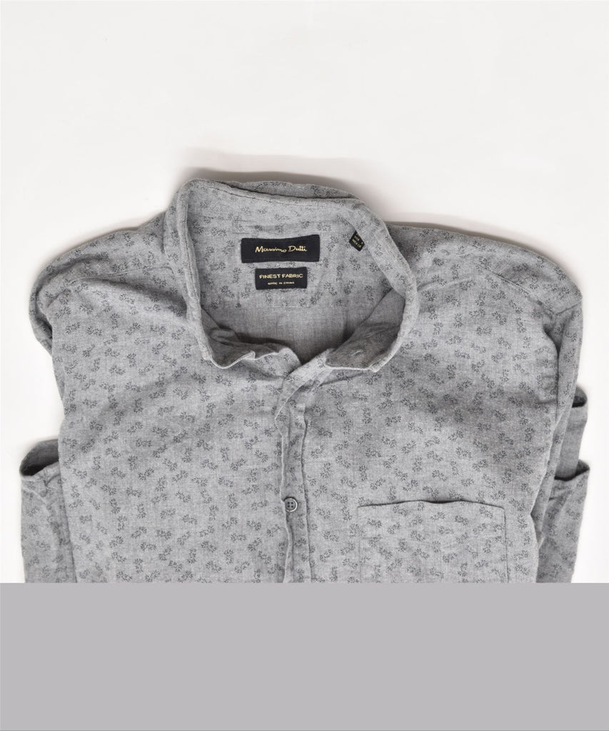 MASSIMO DUTTI Mens Shirt Small Grey Floral | Vintage | Thrift | Second-Hand | Used Clothing | Messina Hembry 