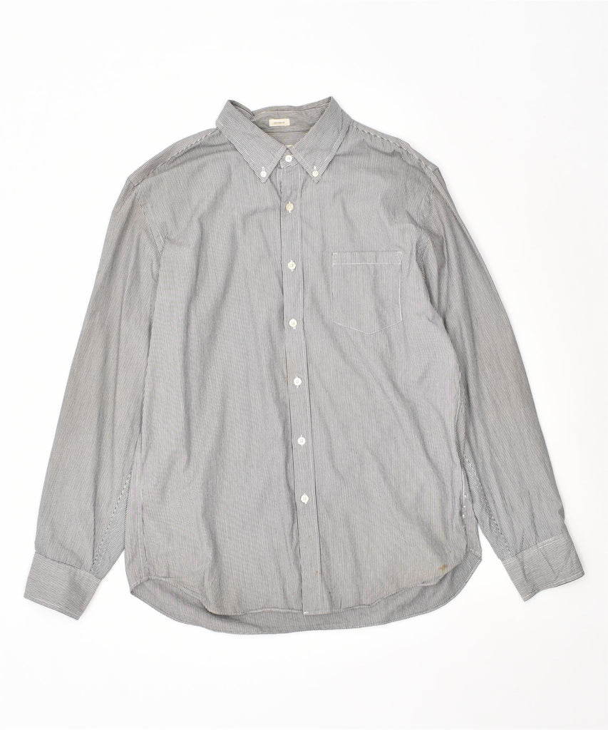 J. CREW Mens Tailored Fit Shirt Large Grey Striped Cotton | Vintage | Thrift | Second-Hand | Used Clothing | Messina Hembry 