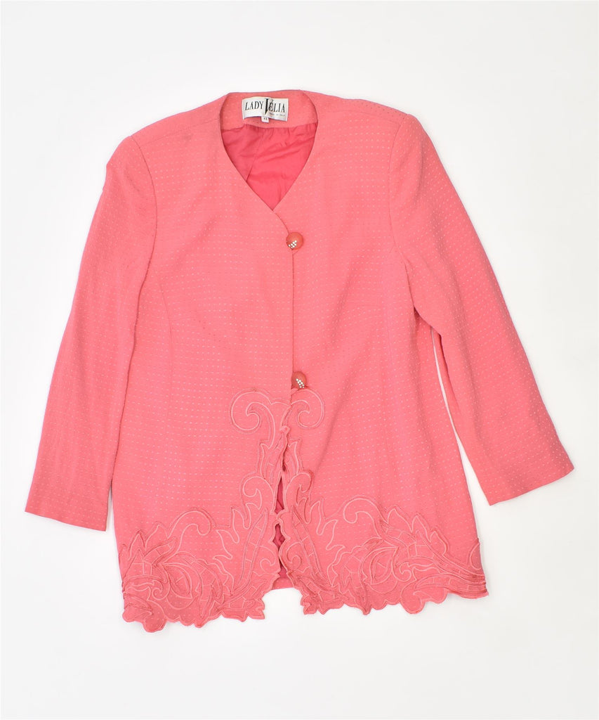 LADY VELIA Womens 3/4 Sleeve 2 Button Blazer Jacket IT 43 Medium Pink | Vintage | Thrift | Second-Hand | Used Clothing | Messina Hembry 