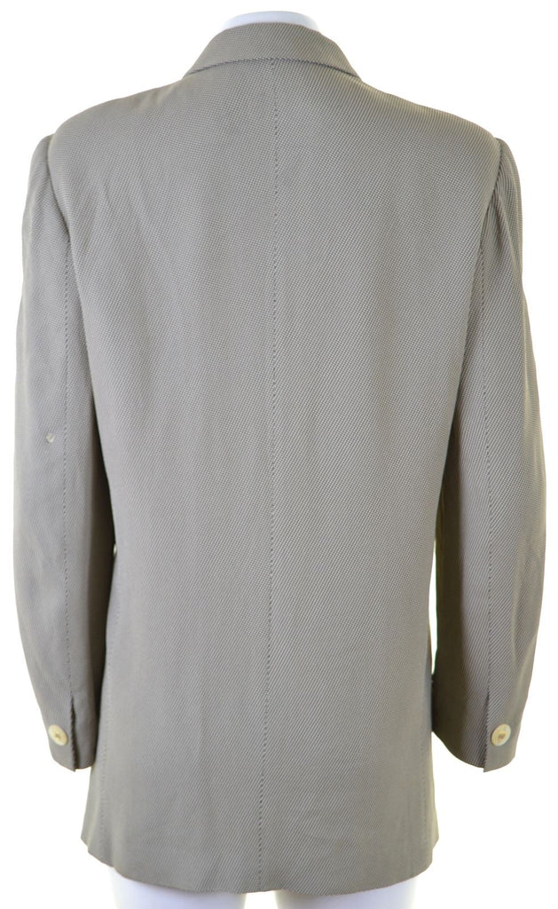 MARELLA Womens 1 Button Blazer Jacket UK 14 Medium Beige Check Viscose - Second Hand & Vintage Designer Clothing - Messina Hembry