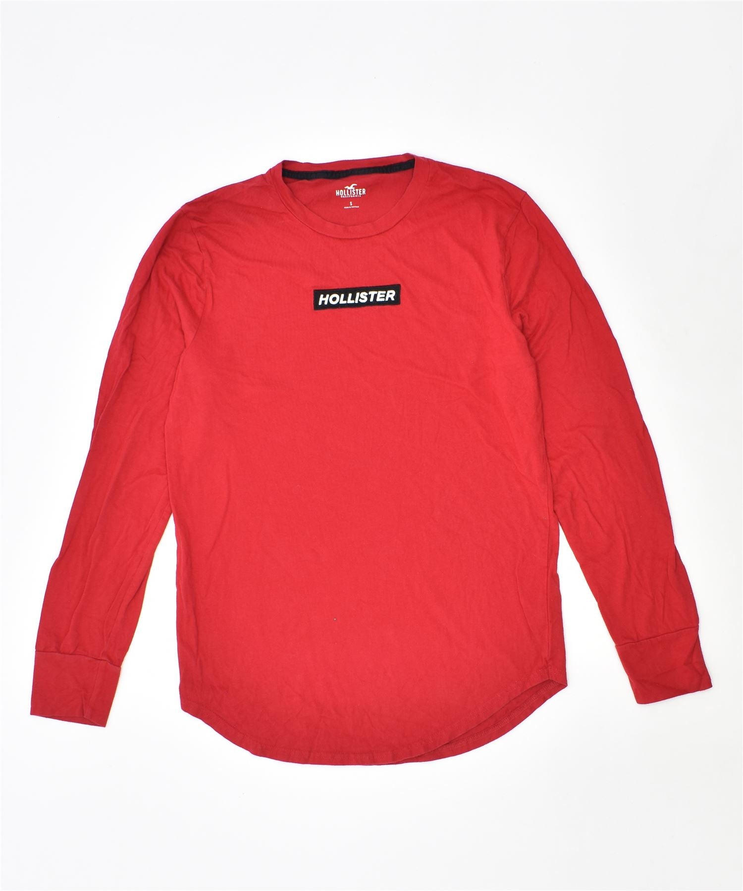 HOLLISTER Mens Graphic Top Long Sleeve Small Red Cotton