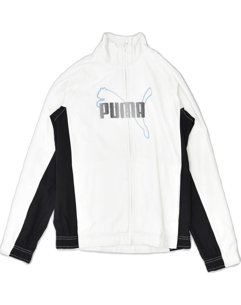 PUMA Boys Loose Fit Graphic Tracksuit Top Jacket 11-12 Years White | Vintage | Thrift | Second-Hand | Used Clothing | Messina Hembry 