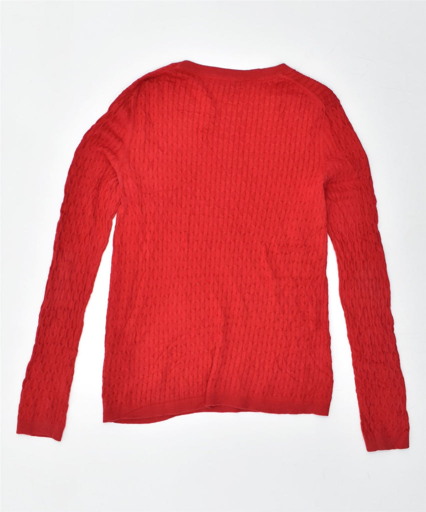 TOMMY HILFIGER Womens Crew Neck Jumper Sweater UK 14 Medium Red Cotton | Vintage | Thrift | Second-Hand | Used Clothing | Messina Hembry 