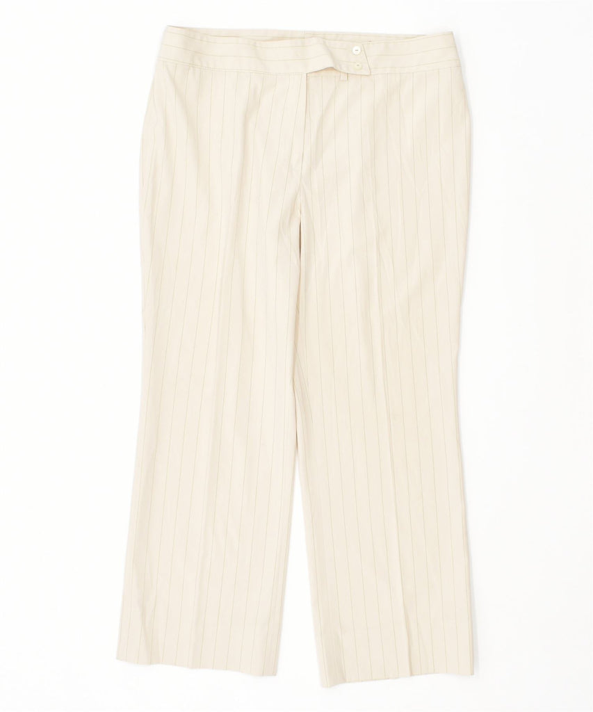 VINTAGE Womens Straight Capri Trousers IT 48 XL W34 L26 Beige Polyester | Vintage | Thrift | Second-Hand | Used Clothing | Messina Hembry 