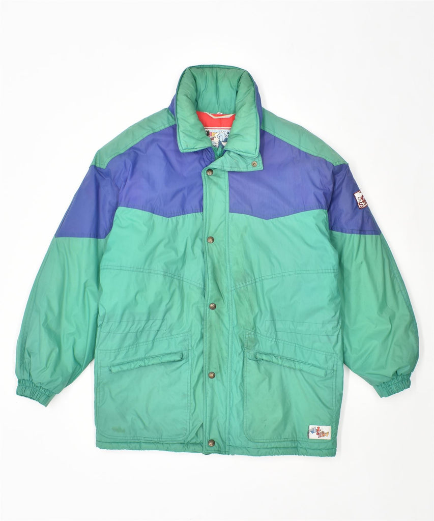 STRATOS Mens Oversized Windbreaker Jacket UK 36 Small Green Polyamide | Vintage | Thrift | Second-Hand | Used Clothing | Messina Hembry 