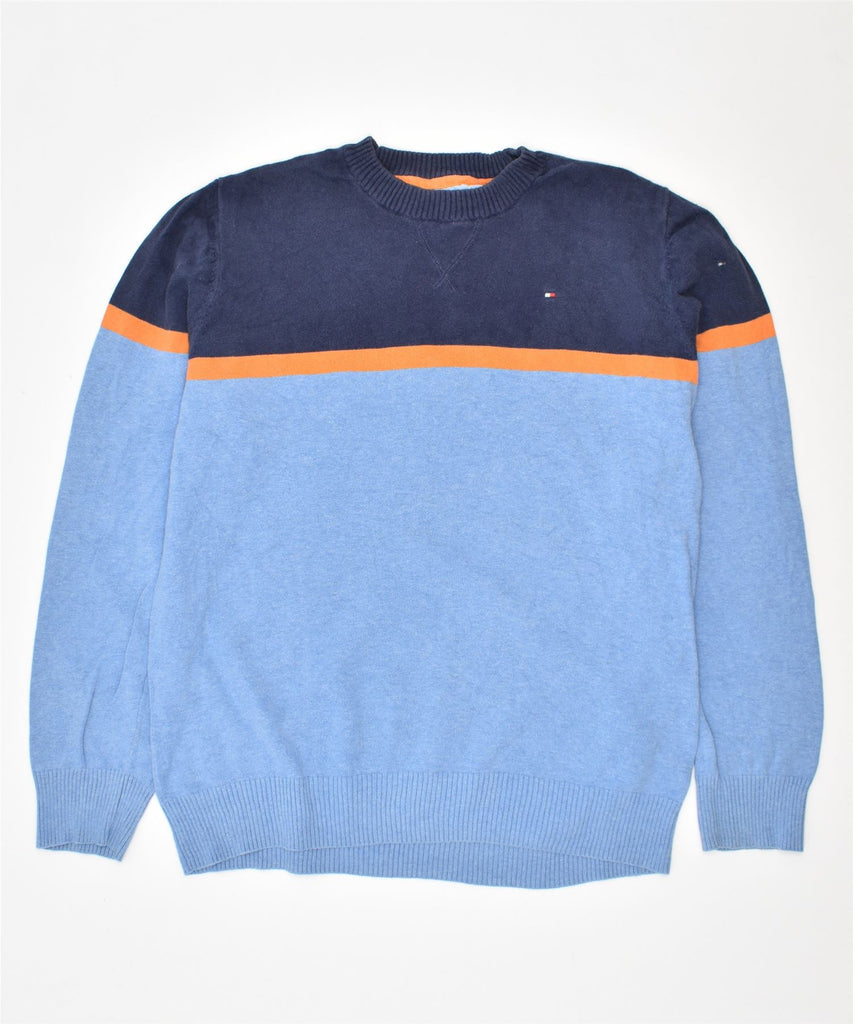 TOMMY HILFIGER Boys Crew Neck Jumper Sweater 15-16 Years XL Blue Cotton | Vintage | Thrift | Second-Hand | Used Clothing | Messina Hembry 