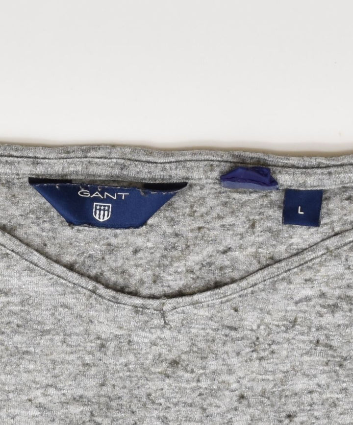 GANT Womens 3/4 Sleeve Crop Top UK 14 Large Grey Viscose | Vintage | Thrift | Second-Hand | Used Clothing | Messina Hembry 