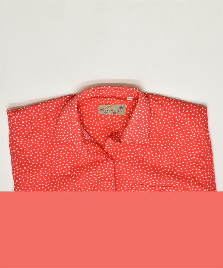 CREATIVITY Womens Short Sleeve Shirt UK 10 Small Red Spotted Polyester | Vintage | Thrift | Second-Hand | Used Clothing | Messina Hembry 