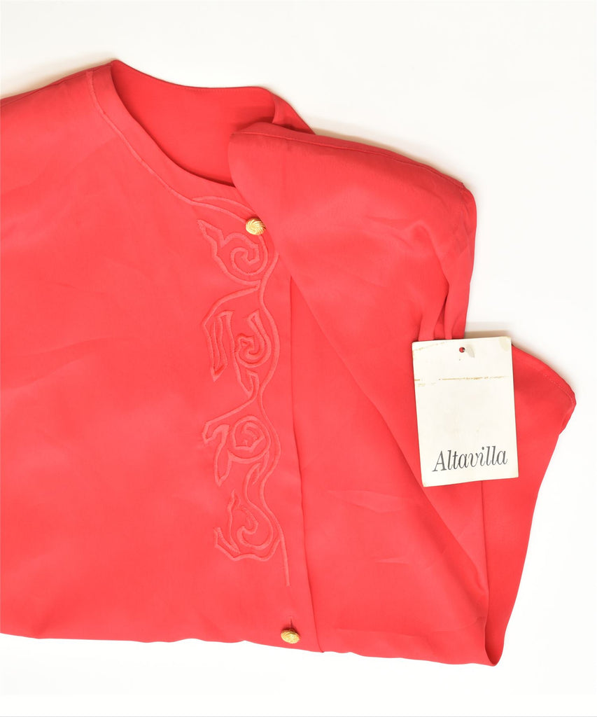 ALTAVILLA Womens Oversized Shirt Blouse UK 10 Small Red Polyester Vintage | Vintage | Thrift | Second-Hand | Used Clothing | Messina Hembry 