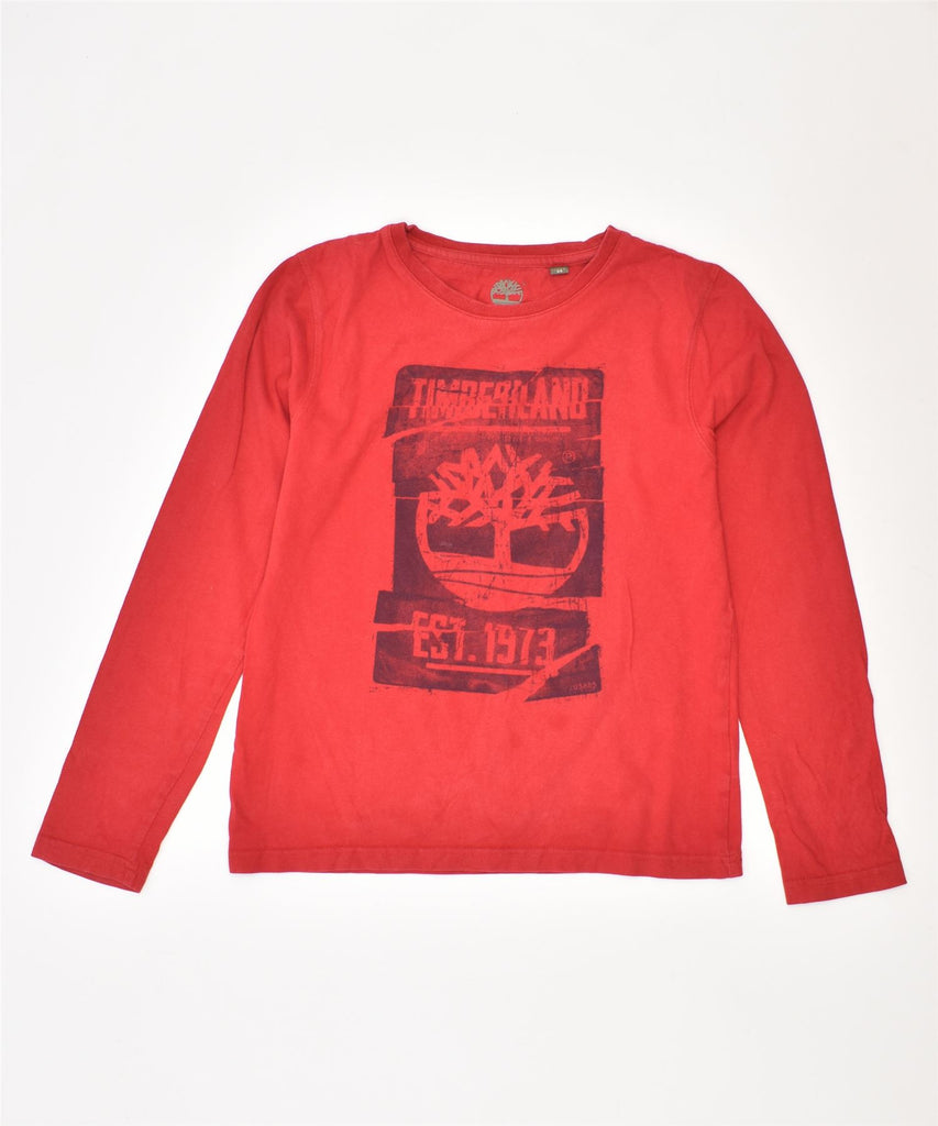 TIMBERLAND Boys Graphic Top Long Sleeve 11-12 Years Red Cotton | Vintage | Thrift | Second-Hand | Used Clothing | Messina Hembry 