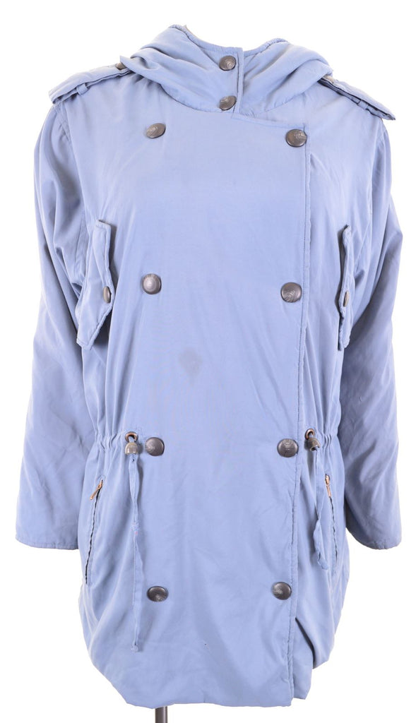 MAX MARA Womens Parka Jacket UK 12 Medium Blue Polyester - Second Hand & Vintage Designer Clothing - Messina Hembry
