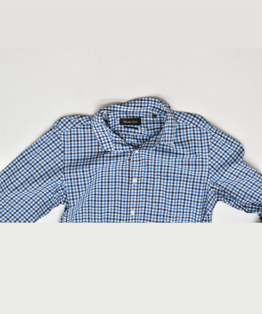 MASSIMO DUTTI Mens Shirt Small Blue Check Cotton | Vintage | Thrift | Second-Hand | Used Clothing | Messina Hembry 