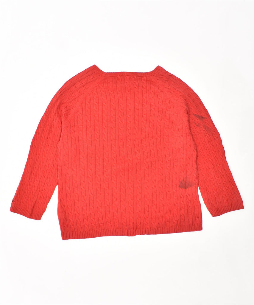 TOMMY HILFIGER Womens Crew Neck Jumper Sweater UK 18 XL Red Cotton | Vintage | Thrift | Second-Hand | Used Clothing | Messina Hembry 