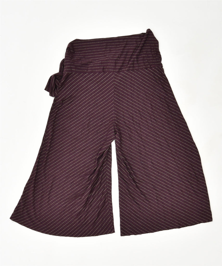 XHILARATION Womens Wide Leg Capri Trousers UK 12 Medium W30 L17 Maroon | Vintage | Thrift | Second-Hand | Used Clothing | Messina Hembry 