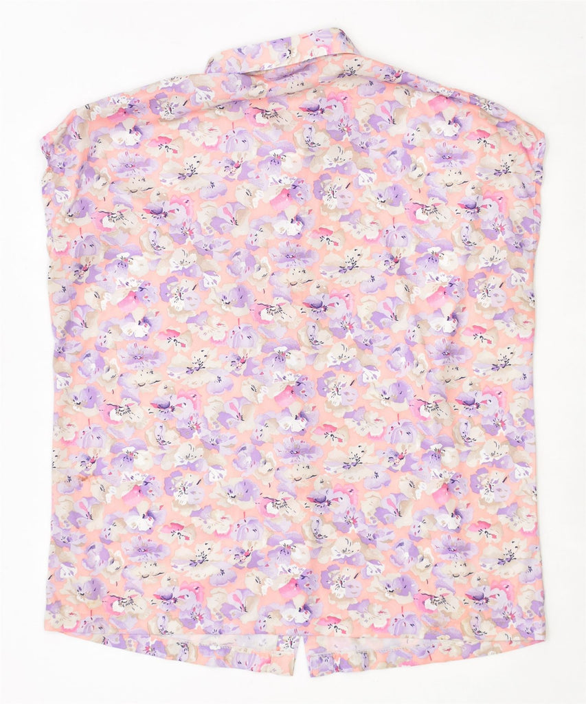 CORRINA Womens Short Sleeve Shirt Blouse IT 46 Large Pink Floral Polyester | Vintage | Thrift | Second-Hand | Used Clothing | Messina Hembry 