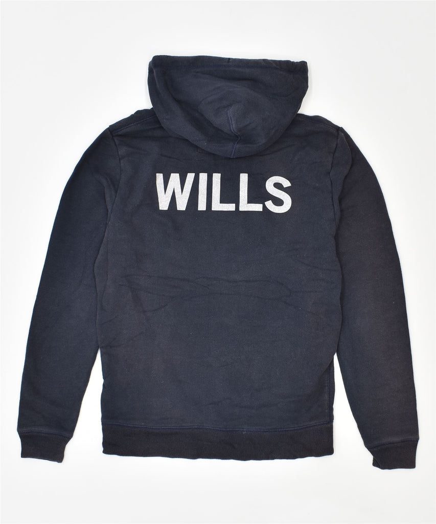 JACK WILLS Mens Graphic Hoodie Jumper XS Navy Blue Cotton | Vintage | Thrift | Second-Hand | Used Clothing | Messina Hembry 