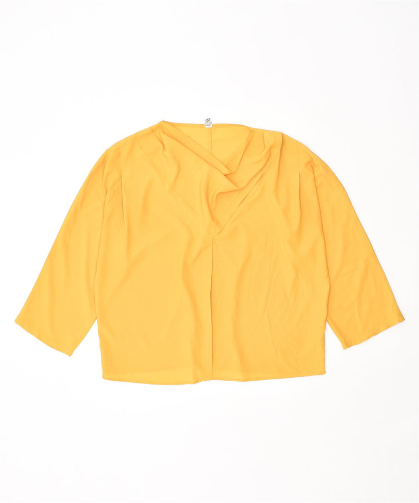 VINTAGE Womens Loose Fit Blouse Top IT 48 XL Yellow Polyester | Vintage | Thrift | Second-Hand | Used Clothing | Messina Hembry 