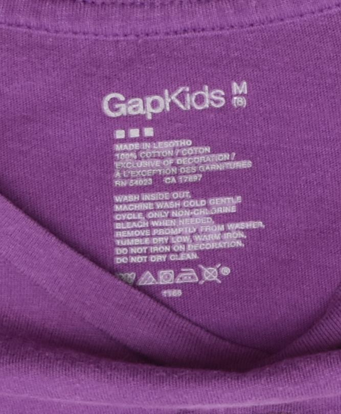 GAP Girls Graphic Top Long Sleeve 7-8 Years Medium Purple Cotton | Vintage | Thrift | Second-Hand | Used Clothing | Messina Hembry 