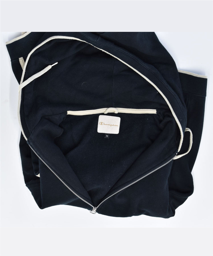 CHAMPION Womens Zip Hoodie Sweater UK 14 Medium Black Cotton | Vintage | Thrift | Second-Hand | Used Clothing | Messina Hembry 