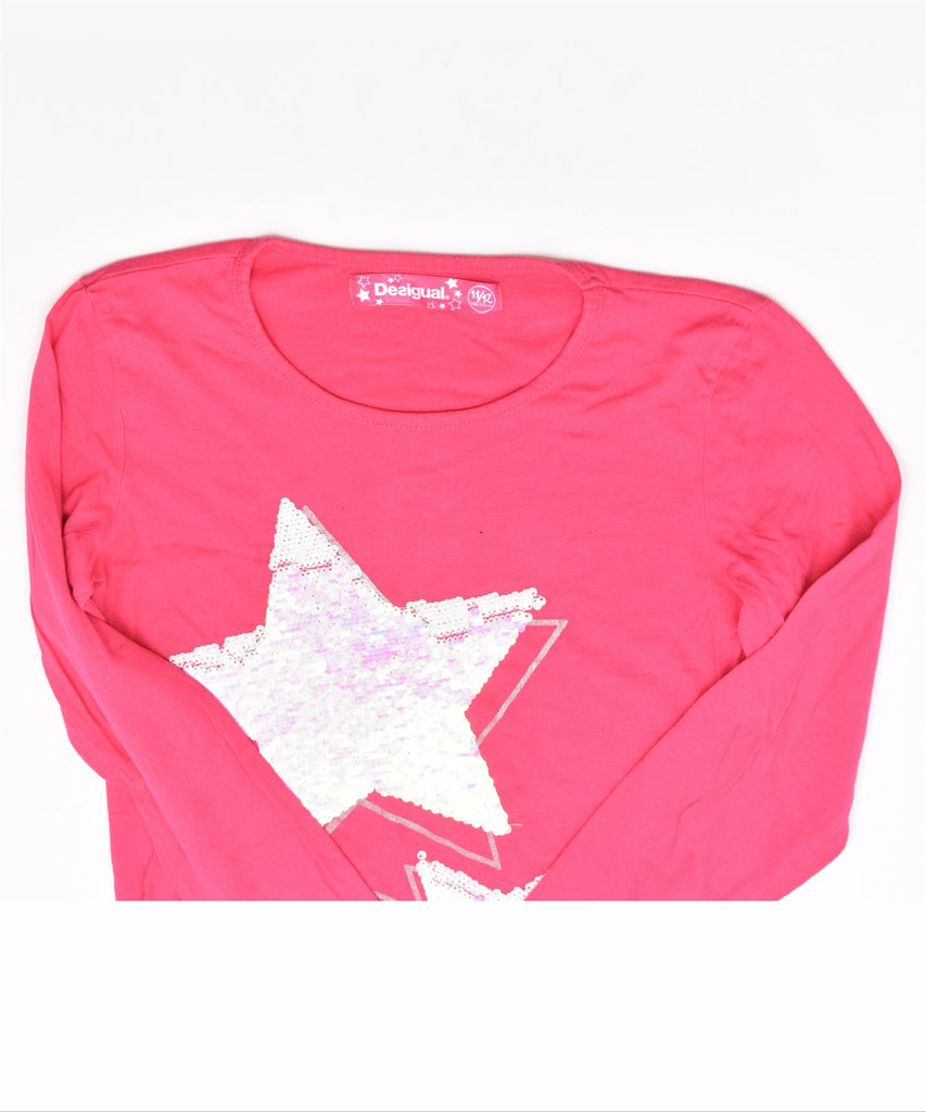 DESIGUAL Girls Top Long Sleeve 11-12 Years Pink | Vintage | Thrift | Second-Hand | Used Clothing | Messina Hembry 