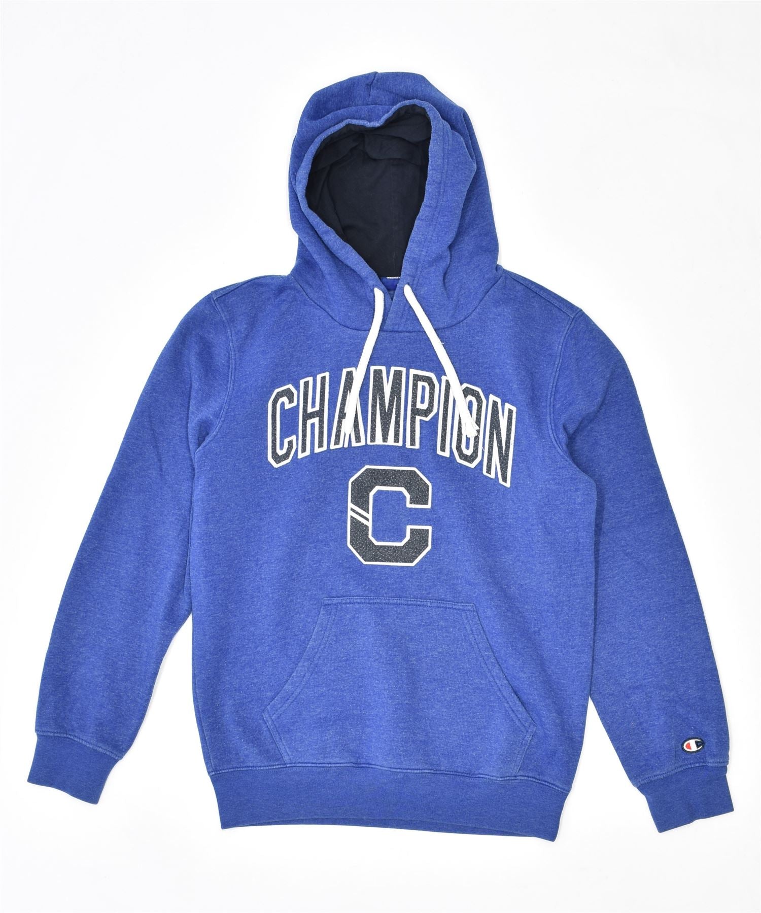 CHAMPION Mens Graphic Hoodie Jumper Small Blue Cotton, Vintage &  Second-Hand Clothing Online