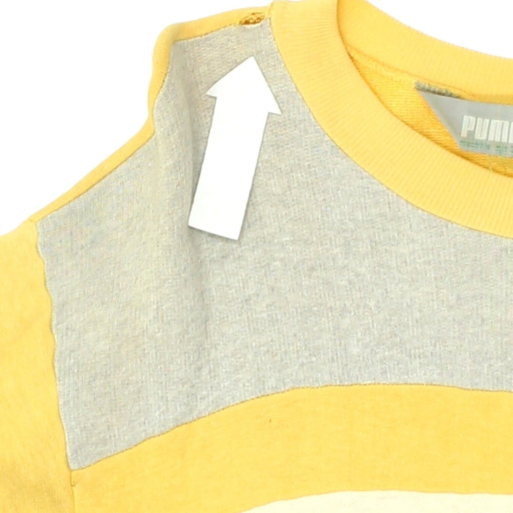 Puma Mens Yellow Grey White Crew Neck Sweatshirt | Vintage 80s Sportswear VTG | Vintage Messina Hembry | Thrift | Second-Hand Messina Hembry | Used Clothing | Messina Hembry 