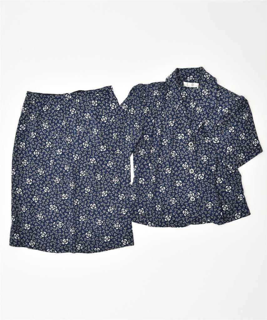 FERRARI NUCCIA Womens 2 Piece Set UK 14 Medium W26 L23 Navy Blue Floral | Vintage | Thrift | Second-Hand | Used Clothing | Messina Hembry 