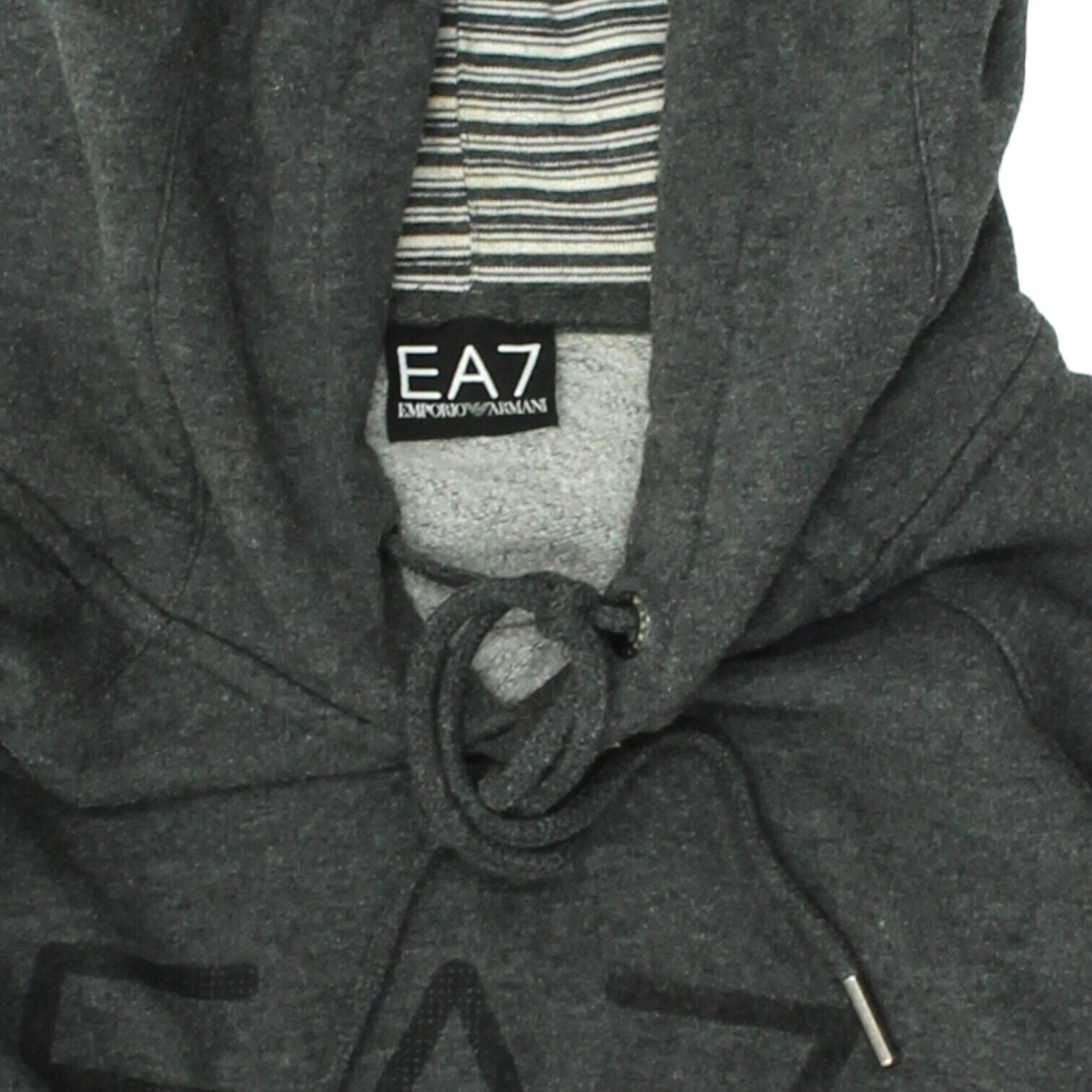 EA7 Emporio Armani Mens Grey Hoodie Vintage High End Luxury Designer Hoody VTG Vintage Second Hand Clothing Online Messina Hembry