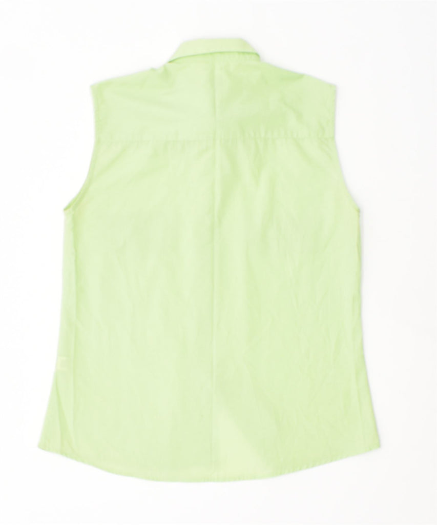 ROVERI Womens Sleeveless Shirt UK 12 Medium Green Polyester Vintage | Vintage | Thrift | Second-Hand | Used Clothing | Messina Hembry 