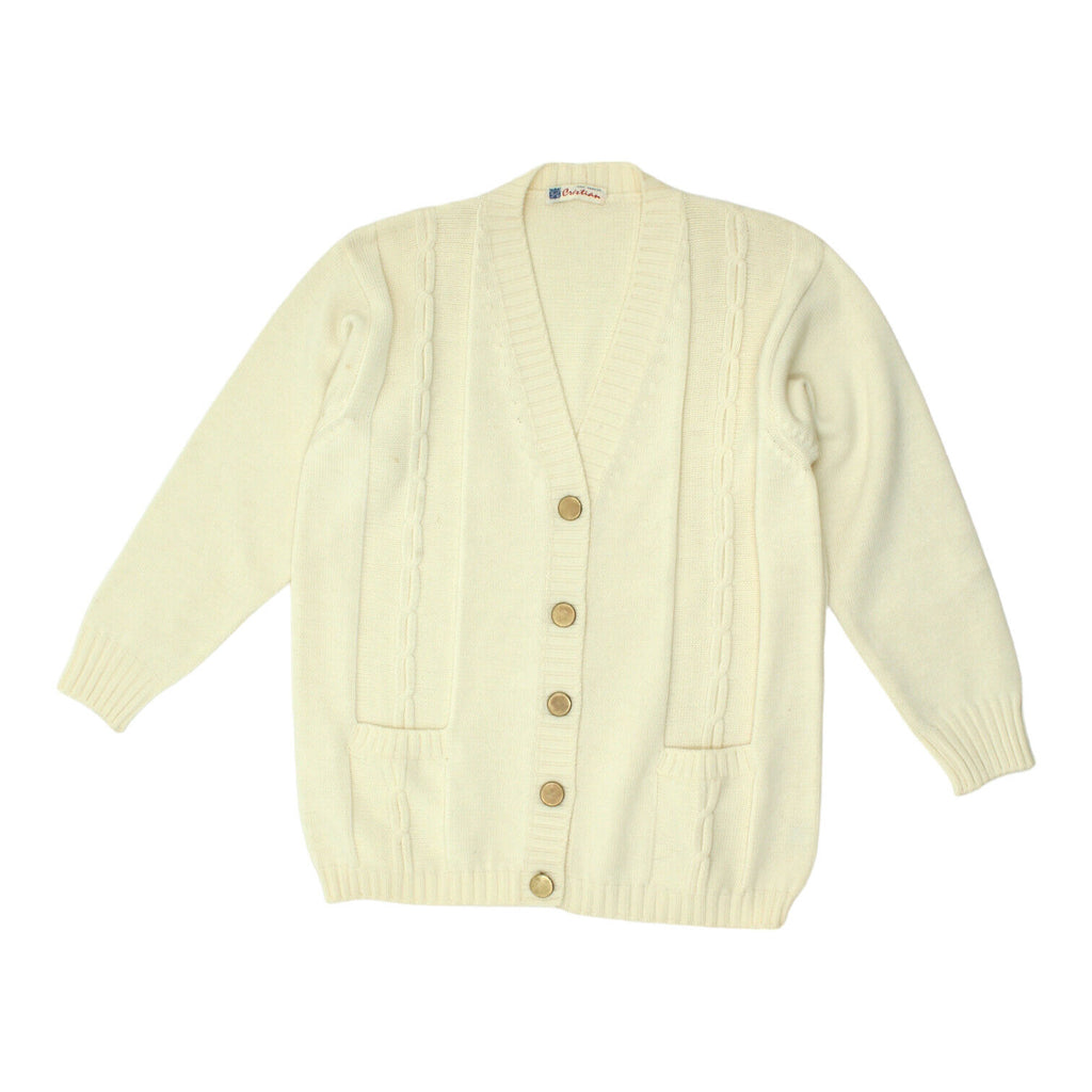 Cristian Womens Off White Wool Knit Cardigan | Vintage Designer Sweater VTG | Vintage Messina Hembry | Thrift | Second-Hand Messina Hembry | Used Clothing | Messina Hembry 