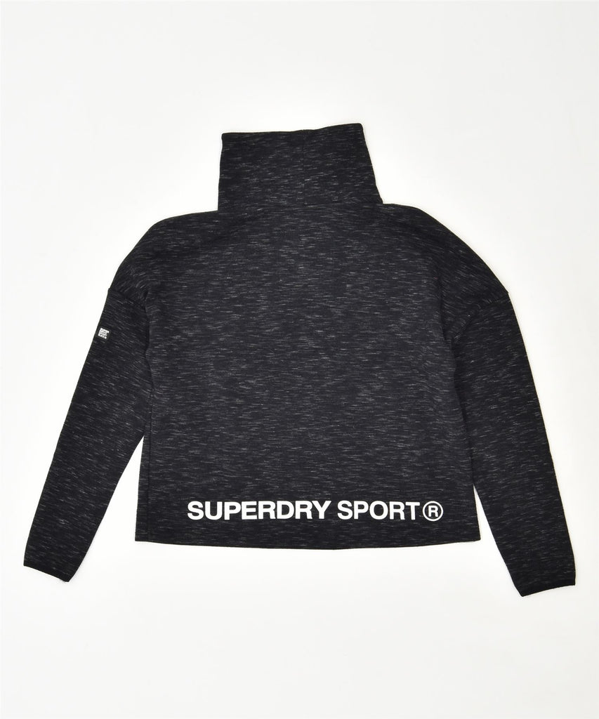 SUPERDRY Womens Sweatshirt Jumper UK 8 Small Black Polyester Sports | Vintage | Thrift | Second-Hand | Used Clothing | Messina Hembry 